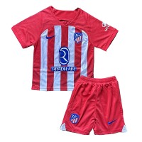 Camisa de Futebol Atletico Madrid Equipamento Principal Infantil 2023-24 Manga Curta (+ Calças curtas)